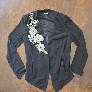 Gianni Bini Black Floral Embellished Blazer